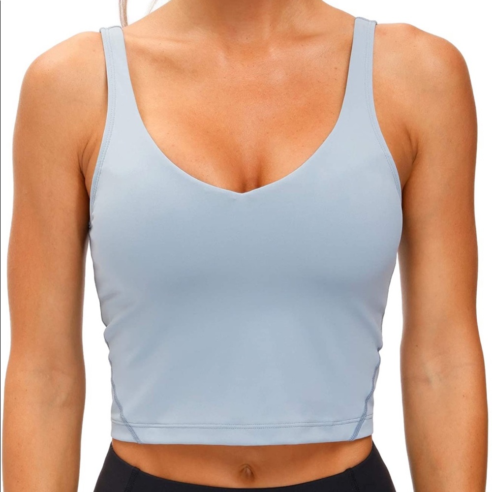 NWT The Gym People Light Blue Longline Sports Bra